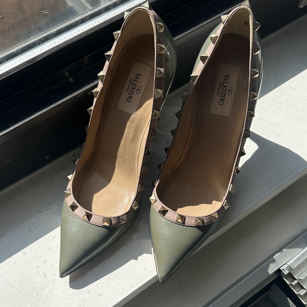 Valentino Women's Olive Studded Heels